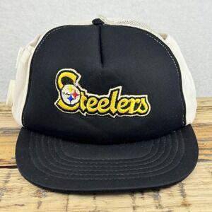 Vintage‎ Pittsburgh Steelers Hat Cap Snap Back Mens Black NFL Football Radio